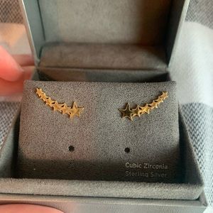 Gold Stars Ear Crawler Earrings